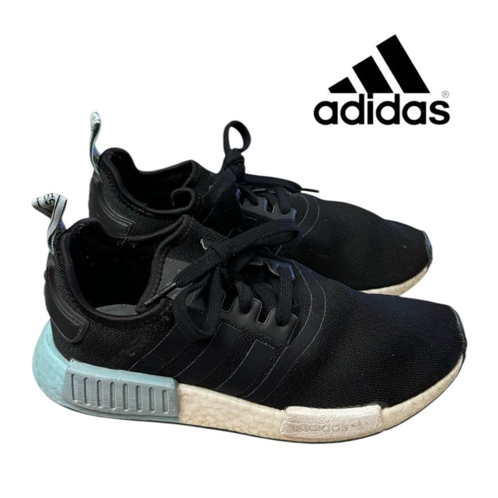 Adidas Women's NMD R1 Boost EE5178 Black White Blue Running Shoes Sneakers 7.5